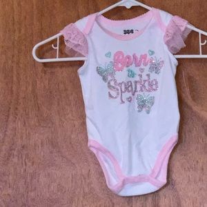 Born To Sparkle 6-9 Months Girl’s Snap Bottom Tee